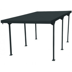 Carport 1 voiture en métal anthracite 15,58m² toit plat DURAMAX