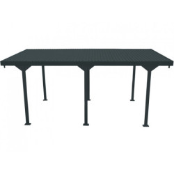 Carport 1 voiture en métal anthracite 15,58m² toit plat DURAMAX