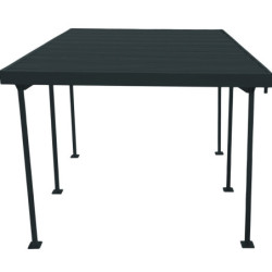 Carport 1 voiture en métal anthracite 15,58m² toit plat DURAMAX