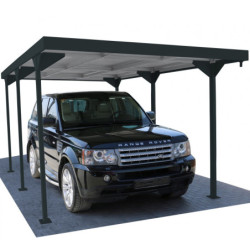 Carport 1 voiture en métal anthracite 15,58m² toit plat DURAMAX