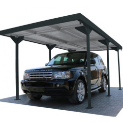 Carport 1 voiture en métal anthracite 15,58m² toit plat DURAMAX