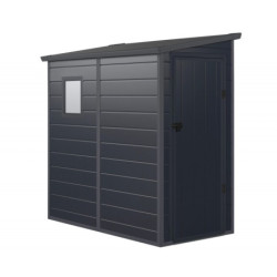 Petit abri de jardin adossé en polypropylène anthracite 111x191cm Jôbu