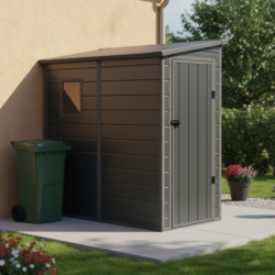 Petit abri de jardin adossé en polypropylène anthracite 111x191cm Jôbu