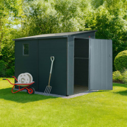 Petit abri de jardin adossé en polypropylène anthracite 143x247cm Jôbu