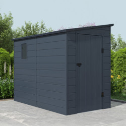 Petit abri de jardin adossé en polypropylène anthracite 143x247cm Jôbu