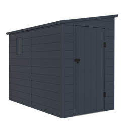 Petit abri de jardin adossé en polypropylène anthracite 143x247cm Jôbu