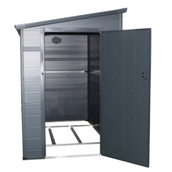 Petit abri de jardin adossé en polypropylène anthracite 143x247cm Jôbu