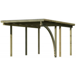 Carport 1 voiture en bois massif traité avec 1 arc d'entré Karibu