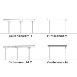 Carport 1 voiture en bois massif traité avec 1 arc d'entré Karibu