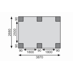 Carport 1 voiture en bois massif traité avec 2 arc d'entré Karibu