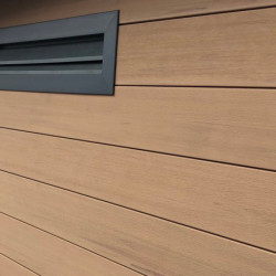 Abri toit plat en composite couleur bois 9m² porte alu Woodlife Garden