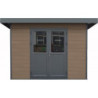 Abri toit plat en composite couleur bois 9m² porte alu Woodlife Garden