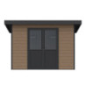 Abri toit plat en composite couleur bois 9m² porte alu Woodlife Garden