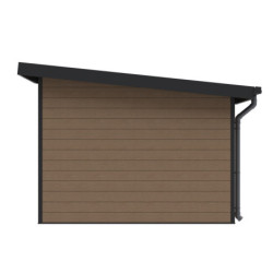 Abri toit plat en composite couleur bois 9m² porte alu Woodlife Garden