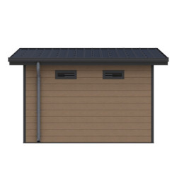 Abri toit plat en composite couleur bois 9m² porte alu Woodlife Garden