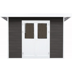 Abri toit plat en composite couleur anthracite 9m² porte alu Woodlife Garden