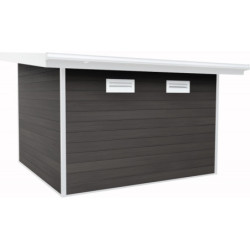 Abri toit plat en composite couleur anthracite 9m² porte alu Woodlife Garden