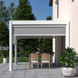 Pergola autoportante en alu blanc avec lames orientable 3x3m Ombrea