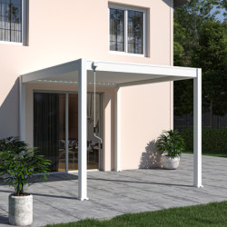Pergola autoportante en alu blanc avec lames orientable 3x3m Ombrea
