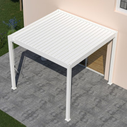 Pergola autoportante en alu blanc avec lames orientable 3x3m Ombrea