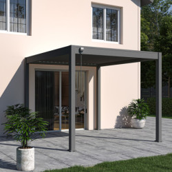 Pergola autoportante en alu gris avec lames orientable 3x3m Ombrea