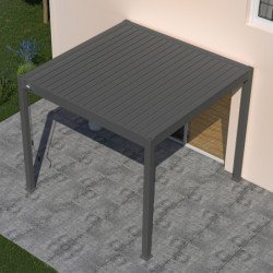 Pergola autoportante en alu gris avec lames orientable 3x3m Ombrea