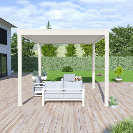 Pergola autoportante en alu blanc avec lames orientable 3x4m Ombrea