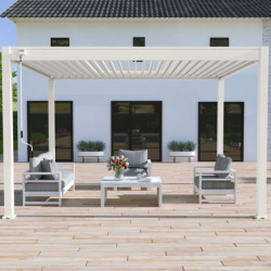 Pergola autoportante en alu blanc avec lames orientable 3x4m Ombrea