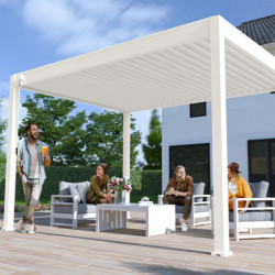 Pergola autoportante en alu blanc avec lames orientable 3x4m Ombrea