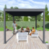 Pergola autoportante en alu gris avec lames orientable 3x4m Ombrea