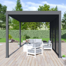Pergola autoportante en alu gris avec lames orientable 3x4m Ombrea