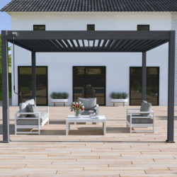 Pergola autoportante en alu gris avec lames orientable 3x4m Ombrea