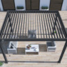 Pergola autoportante en alu gris avec lames orientable 3x4m Ombrea