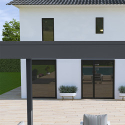 Pergola autoportante en alu gris avec lames orientable 3x4m Ombrea