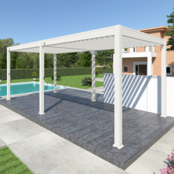 Pergola autoportante en alu blanc avec lames orientable 3x6m Ombrea