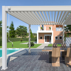 Pergola autoportante en alu blanc avec lames orientable 3x6m Ombrea