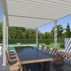 Pergola autoportante en alu blanc avec lames orientable 3x6m Ombrea