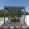 Pergola autoportante en alu gris avec lames orientable 3x6m Ombrea