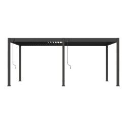 Pergola autoportante en alu gris avec lames orientable 3x6m Ombrea