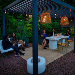 Pergola autoportante en alu gris avec lames orientable 3x6m Ombrea