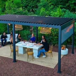 Pergola autoportante en alu gris avec lames orientable 3x6m Ombrea