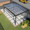 Carport 1 voiture en alu 16m² anthracite toit polycarbonate TRIGANO