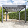 Carport 1 voiture en alu 16m² anthracite toit polycarbonate TRIGANO