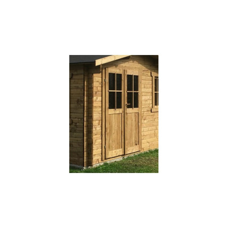 Double porte semi-vitrée bois traité ép.28mm pour abri Gardy Shelter