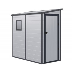 Petit abri de jardin adossé en polypropylène gris clair 111x191cm Jôbu