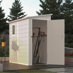 Petit abri de jardin adossé en polypropylène beige 111x191cm Jôbu