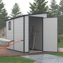Petit abri de jardin adossé en polypropylène anthracite 143x247cm Jôbu
