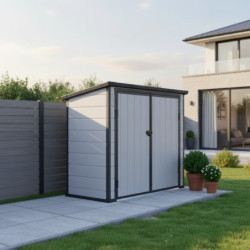 Armoire de jardin en résine gris structure en acier 1.79m² JOBU