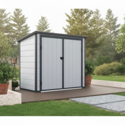 Armoire de jardin en résine gris structure en acier 1.79m² JOBU