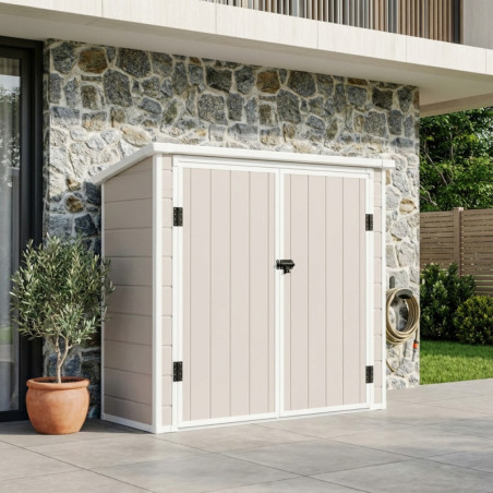 Armoire de jardin en résine beige structure en acier 1.79m² JOBU